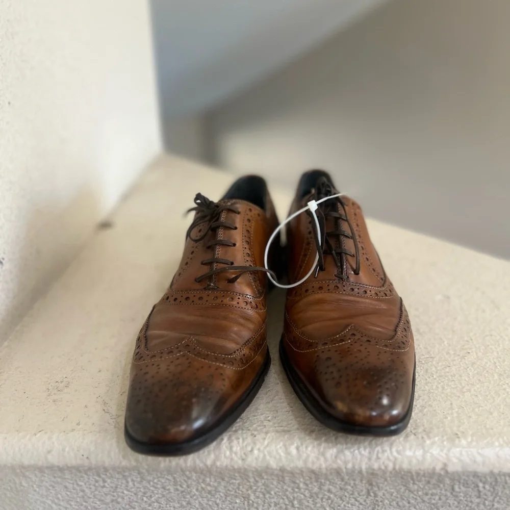 To Boot New York “Windsor Burnished Lace Ups Cognac Shoes Made in Italy Sz 10.5